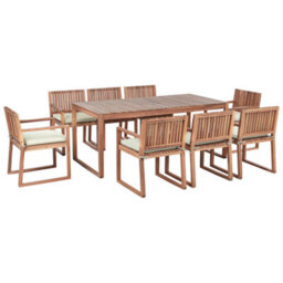 Beliani Garden Dining Set 8 Seater Sassari Premium Light Green Certified Acacia Wood With Cushions