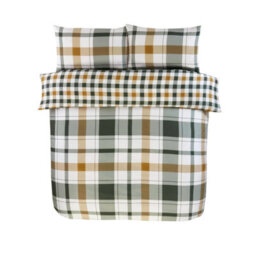 Rapport Home Braemar Check Microfibre Duvet Cover Set With Pillowcase (Green) - thumbnail 3