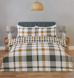 Rapport Home Braemar Check Microfibre Duvet Cover Set With Pillowcase (Green) - thumbnail 1
