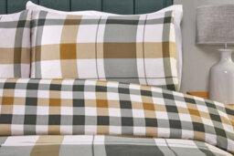 Rapport Home Braemar Check Microfibre Duvet Cover Set With Pillowcase (Green) - thumbnail 2