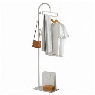 White Freestanding Coat Rack With Hook & Shelves - image 1