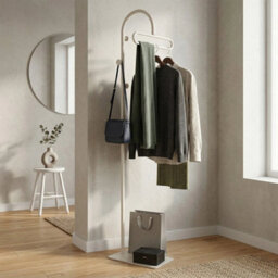 White Freestanding Coat Rack With Hook & Shelves - thumbnail 4