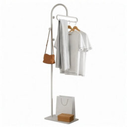 White Freestanding Coat Rack With Hook & Shelves - thumbnail 1