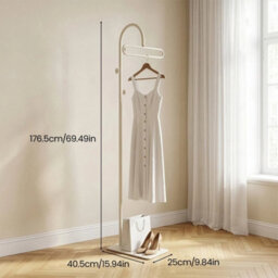 White Freestanding Coat Rack With Hook & Shelves - thumbnail 2