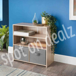 Spot On Dealz 4 Cube Storage Unit With 2 Doors  2 Open Shelves Oak Finish Wooden Bookcase For Living Room, Bedroom And Office Organizer - thumbnail 5