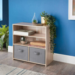 Spot On Dealz 4 Cube Storage Unit With 2 Doors  2 Open Shelves Oak Finish Wooden Bookcase For Living Room, Bedroom And Office Organizer - thumbnail 6