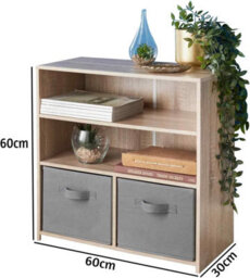 Spot On Dealz 4 Cube Storage Unit With 2 Doors  2 Open Shelves Oak Finish Wooden Bookcase For Living Room, Bedroom And Office Organizer - thumbnail 7