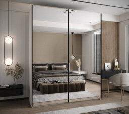 Arte Trosa Ii White Mirrored Sliding Door Wardrobe W2000mm H2450mm D640mm With Black Steel Handles - thumbnail 2