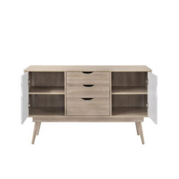 Timber Art Design Alford Sideboard 2 Doors 3 Drawers Storage Cabinet Cupboard Oak White - thumbnail 3