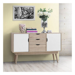 Timber Art Design Alford Sideboard 2 Doors 3 Drawers Storage Cabinet Cupboard Oak White - thumbnail 1