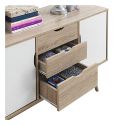 Timber Art Design Alford Sideboard 2 Doors 3 Drawers Storage Cabinet Cupboard Oak White - thumbnail 6