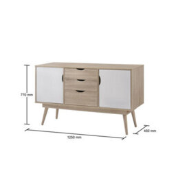 Timber Art Design Alford Sideboard 2 Doors 3 Drawers Storage Cabinet Cupboard Oak White - thumbnail 7