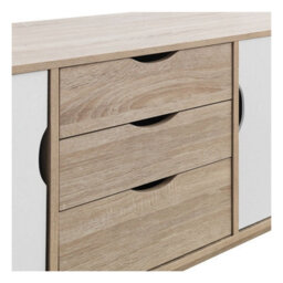 Timber Art Design Alford Sideboard 2 Doors 3 Drawers Storage Cabinet Cupboard Oak White - thumbnail 5