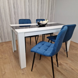 Kosy Koala Kitchen Dining Table And 4 Chairs Wooden White Black Table Tufted Blue Velvet Chairs - thumbnail 7
