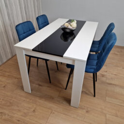 Kosy Koala Kitchen Dining Table And 4 Chairs Wooden White Black Table Tufted Blue Velvet Chairs - thumbnail 9