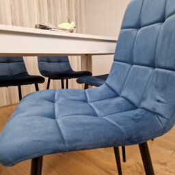 Kosy Koala Kitchen Dining Table And 4 Chairs Wooden White Black Table Tufted Blue Velvet Chairs - thumbnail 5