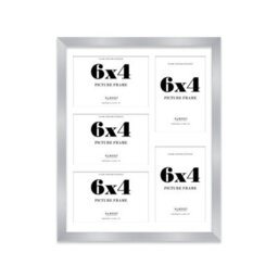 14X11 Inch 5 Opening Photo Collage Frame, Display Five 6X4 Inch Photos, Multi Aperture Family Picture Frame, Silver - thumbnail 2