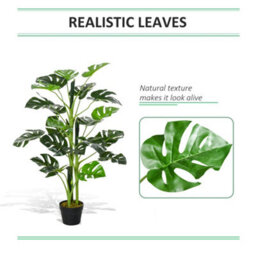 Outsunny 100Cm/3.3Ft Artificial Monstera Tree Fake Plant In Pot Indoor - thumbnail 6