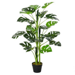 Outsunny 100Cm/3.3Ft Artificial Monstera Tree Fake Plant In Pot Indoor - thumbnail 2