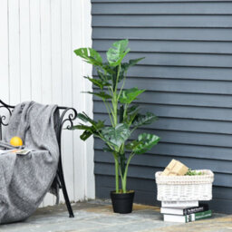 Outsunny 100Cm/3.3Ft Artificial Monstera Tree Fake Plant In Pot Indoor - thumbnail 7