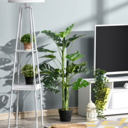 Outsunny 100Cm/3.3Ft Artificial Monstera Tree Fake Plant In Pot Indoor - thumbnail 1