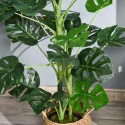 Outsunny 100Cm/3.3Ft Artificial Monstera Tree Fake Plant In Pot Indoor - thumbnail 9