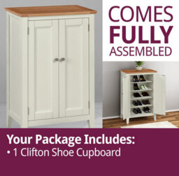 Hallowood Furniture Clifton Oak Painted Shoe Cupboard - thumbnail 7