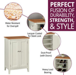 Hallowood Furniture Clifton Oak Painted Shoe Cupboard - thumbnail 2