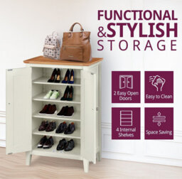 Hallowood Furniture Clifton Oak Painted Shoe Cupboard - thumbnail 5