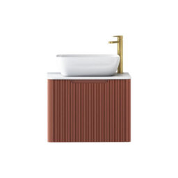 Royal Bathrooms Avenza 600mm Terracotta Clay Wall Hung Bathroom Countertop Vanity Unit 1 Drawer With Elva Basin - thumbnail 6