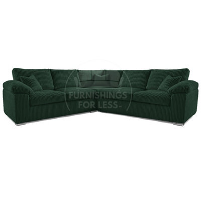 Furnishings For Less UK Delta Large Green 5 Seater Corner Sofa Jumbo Cord L Shape - image 1