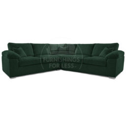 Furnishings For Less UK Delta Large Green 5 Seater Corner Sofa Jumbo Cord L Shape