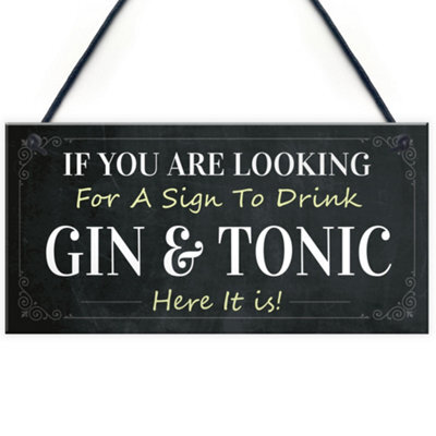 Red Ocean Funny Gin And Tonic Bar Sign Novelty Home Bar Decor Plaque Gin Gifts For Friend - image 1