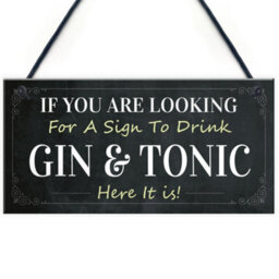 Red Ocean Funny Gin And Tonic Bar Sign Novelty Home Bar Decor Plaque Gin Gifts For Friend - thumbnail 1