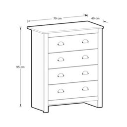 Gfw Lancaster 4 Piece Bedroom Set - Wardrobe Chest Of Drawers Bedside - Sage Green - thumbnail 8