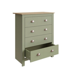 Gfw Lancaster 4 Piece Bedroom Set - Wardrobe Chest Of Drawers Bedside - Sage Green - thumbnail 5