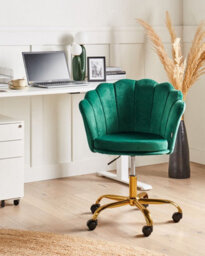 Beliani Desk Chair Monticello Velvet Green - thumbnail 2