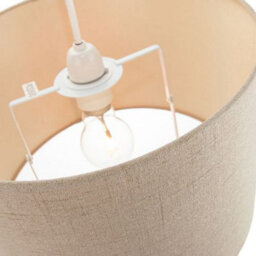 Happy Homewares Contemporary And Sleek Taupe Textured Linen Fabric Drum Lamp Shade 60W Maximum - thumbnail 3