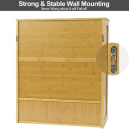 Fativo  Large Bamboo Bathroom Cabinet Wall Mounted Kitchen Cabinet Cupboard Organizer L 59Xw 20.5Xh 66.5Cm - thumbnail 5