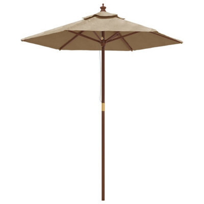 Berkfield Durable Garden Parasol With Wooden Pole Taupe 196X231 Cm