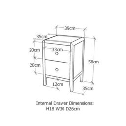 Cabinet Bits Vito 2 Drawer Brown Bedside Table - thumbnail 9
