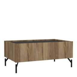 Wyld Haus Hillerod Natural Oak And Black Coffee Table With 2 Drawers - thumbnail 2