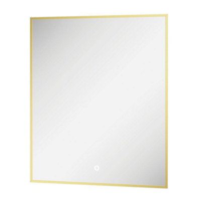 Plum&clay Rio Brushed Gold  Framed Backlit Led Bathroom Mirror With Dual Light (W)50Cm (H)72Cm - image 1