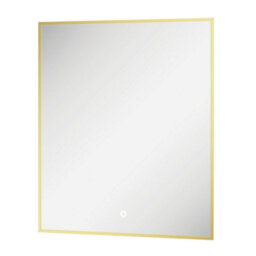 Plum&clay Rio Brushed Gold  Framed Backlit Led Bathroom Mirror With Dual Light (W)50Cm (H)72Cm