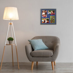 AK Frames 12X12 Dark Grey Sleek Multi Photo Frame With Blue Mount - Holds 4 Apertures (4X) 6X4 Photos - thumbnail 3