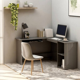 Vidaxl L-Shaped Corner Desk High Gloss Grey 120X140X75 Cm Engineered Wood Corner Desks - thumbnail 1