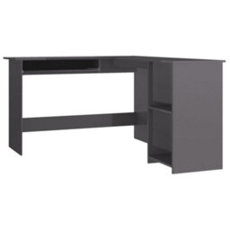 Vidaxl L-Shaped Corner Desk High Gloss Grey 120X140X75 Cm Engineered Wood Corner Desks - thumbnail 2
