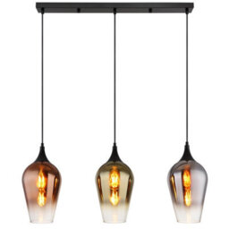 Luminosa Lighting Luminosa Lavus Bar Pendant Ceiling Light Matt Black Copper Glass Shade 3X E27 - thumbnail 3