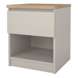 Wyld Haus Budapest Cashmere And Natural Oak Bedside Table 1 Drawer 1 Shelf - thumbnail 3
