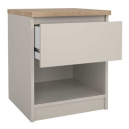 Wyld Haus Budapest Cashmere And Natural Oak Bedside Table 1 Drawer 1 Shelf - thumbnail 4
